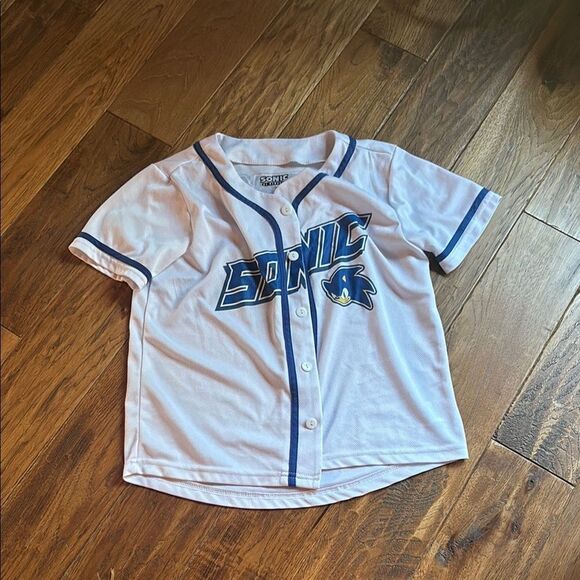 Sonic the Hedgehog Kids White and Blue Baseball Shirt - Picture 1 of 8
